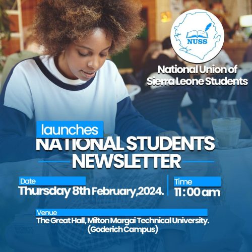 The National Union of Sierra Leone Students (NUSS) launching the first ever students newsletter platform